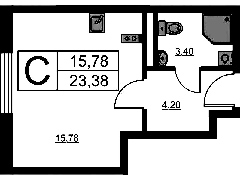 Квартира студия 23.38 м², 3/16 эт., ЖК «Avenue Apart Pulkovo»